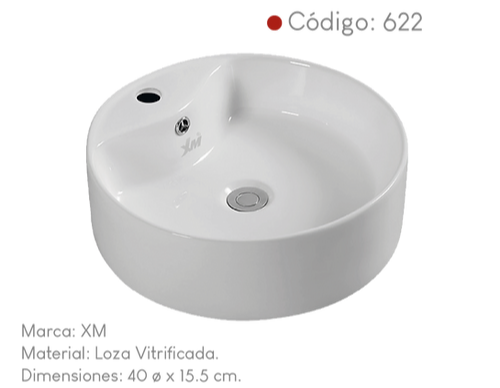 Ovalin de loza blanca encimera 622 XM